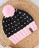 Woonie Handmade Colour Blocked Knitted Bobble Cap - Black-  Diameter 38 Cms