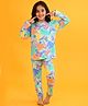 Anthrilo 100% Organic Cotton Full Sleeves Leaf & Butterfly Printed Tee with Coordinating Pajama - Aqua Blue
