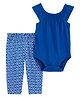 Carter's Baby 2-Piece Smocked Bodysuit Pant Set- Blue