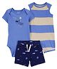 Carter's Cotton Blend Half Sleeves Striped Onesies & Short Set Submarine Print - Blue