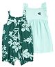 Carter's Cotton Blend Sleeveless Romper with Frock & Bloomer Floral Print - Multicolour