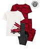 Carter's 4-Piece Firetruck 100% Snug Fit Cotton Pajamas- Red
