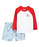 Carter's Sailboat Rash Guard Top & Shorts Swim Set - Red