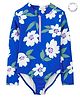 Carter's Floral One-Piece Zip-Front Rashguard Swimsuit - Blue