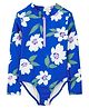Carter's Floral One-Piece Zip-Front Rashguard Swimsuit - Blue