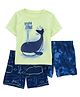 Carter's Half Sleeves Night Suit Whale Printed - Green