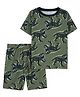 Carter's Half Sleeves Night Suit With Dinosaur Print -Green