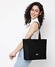 KLEIO Vegan PU Office Tote Handbag with Laptop Compartment and Zip Closure for Women and Girls (HO4009KL-BL)-Black