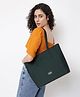 KLEIO Vegan PU Office Tote Handbag with Laptop Compartment and Zip Closure for Women and Girls (HO4009KL-BL)-Green
