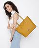 KLEIO Vegan PU Office Tote Handbag with Laptop Compartment and Zip Closure for Women and Girls (HO4009KL-BL)-Yellow