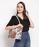 KLEIO Floral Printed Zipper Tote Shoulder Handbag For Women/Ladies (HO4014KL-WH)(WHITE)