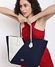 KLEIO Vegan PU Color Block Shopping Tote Hangbag with Zip Closure for Women and Girls(HO4018KL-RB) - Royal Blue