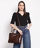 KLEIO Faux Leather Ladies Top Handle Satchel Handbag For Women (HO9006KL-BR) -Brown