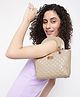 KLEIO Patent PU Quilted Small Boxy Square Strucured Satchel Handbag For Women Girls(HO9030KL-CR)(CREAM)