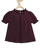 Chuppan Chupai     Puff Sleeves Solid  Top - Wine