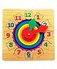 PLUSPOINT Wooden Clock Toy - Multicolour