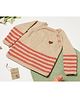 Shilpshakti Full Sleeves Handmade Striped Designed Sweater - Orange And Beige