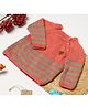 Shilpshakti Full Sleeves Handmade Striped Designed Sweater - Orange And Green