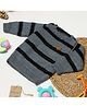Shilpshakti Full Sleeves Striped Designed Colour Blocked    Handmade Sweater - Grey & Black