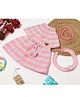 Shilpshakti Sleeveless Striped Designed   Handmade Woollen Dress With Headband - Multi Colour & Baby Pink
