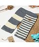 Shilpshakti Striped Designed Handmade Wide Fit Woollen Elastic Pant - Cream & Grey