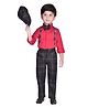 DOTSON Full Sleeves Plaid Checked Pant With Suspender 4 Piece Party Wear Set - Red