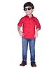 DOTSON Full Sleeves Placement Text Printed Shirt With Denim Jeans - Red