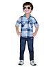 DOTSON Full Sleeves Plaid Checked Shirt With Denim Jeans  - Blue