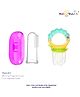 NeonateCare Baby Soft Bristles Finger Toothbrush With Silicone Baby Fruit Feeder (Pink Finger Brush, Green Ring Nibbler)