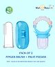 NeonateCare Finger Brush and Rattle Fruit Nibbler Pack of 2 ( Blue)