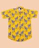 Alles Marche Half Sleeves Zebra Printed Party Shirt -Yellow