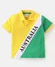 Babyhug 100% Cotton Knit Cut & Sew Pique Australia Printed Polo T-Shirt - Green & Yellow