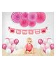Untumble Pink Its My Half Birthday Decorations Paperfan Kit for Baby Girl - Pack of 47
