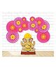 Untumble Ganesh Chaturthi Decoration Items for Home  with 12 Pink Paperfans & 12 Yellow Flower Stick Ons -Pack of 24