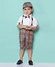 AJ Dezines Half Sleeves Plaid  Checked 5 Piece Party Set -  Brown