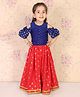 Twisha  Cold Shoulder Half Sleeves Motif Foil Printed Top With  Ghagra - Blue & Red