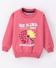 Doreme Fleece Knit Full Sleeves Sweatshirt With Text & Floral Print - Chalk Pink