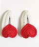 HAPPY THREADS Crochet Heart Detailed Hair Pins - White & Red