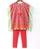 Babyhug Sleeveless All Over Printed Kaftan Kurta With Legging Set-Coral
