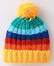 Babyhug 100 Knit Woollen Cap - Blue Yellow & Red