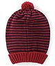 Babyhug Knit Striped Woollen Cap - Red & Black