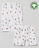 The Boo Boo Club 100% Muslin Organic Cotton Sleeveless Ice Cream Printed  Jhabla & Coordinating Short Set - White