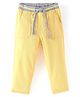Babyhug Cotton Stretch Woven Full Length with Rib Trouser Solid Colour - Yellow
