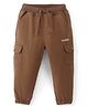 Babyhug Cotton Spandex Woven Full Length Solid Joggers - Rust Brown