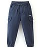 Babyhug Cotton Spandex Woven Full Length Solid Joggers - Navy Blue