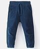 Babyhug Cotton Spandex Full Length Corduroy Pants with Stretch Solid Color  - Navy Blue