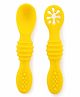 BeeBaby Sumshy First Stage Silicone Spoon for Feeding Baby, Dip Spoon for Baby Led Weaning. Pack of 2 - Yellow