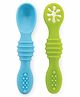 BeeBaby Sumshy First Stage Silicone Spoon for Feeding Baby, Dip Spoon for Baby Led Weaning Pack of 2 - Blue & Green