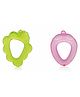 BeeBaby Fruit Strawberry & Grapes Teethers BPA Free. Cooling Water Filled Baby Teether with Carry Case for Babies Soothes Infants Gums Pack of 2 & Pink & Green