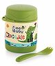 BeeBaby Steelios Double Vacuum Wall Insulated Food Jar Container with Spork (Spoon+Fork) (325 ml 11 oz.) (Crocodile_Green)